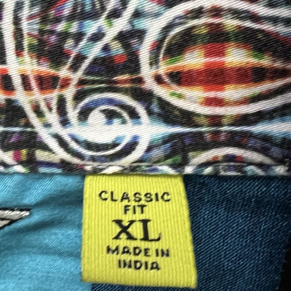 Robert Graham Shirt Mens XL Blue Plaid Flip Cuff Check‎ Classic Fit Embroidered - Picture 10 of 14